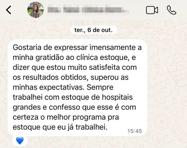 Depoimento real no WhatsApp: trabalhou com estoque de hospitais grandes e diz que este é o melhor programa de estoque que já usou